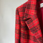 Blazer vintage cintré rouge à carreaux