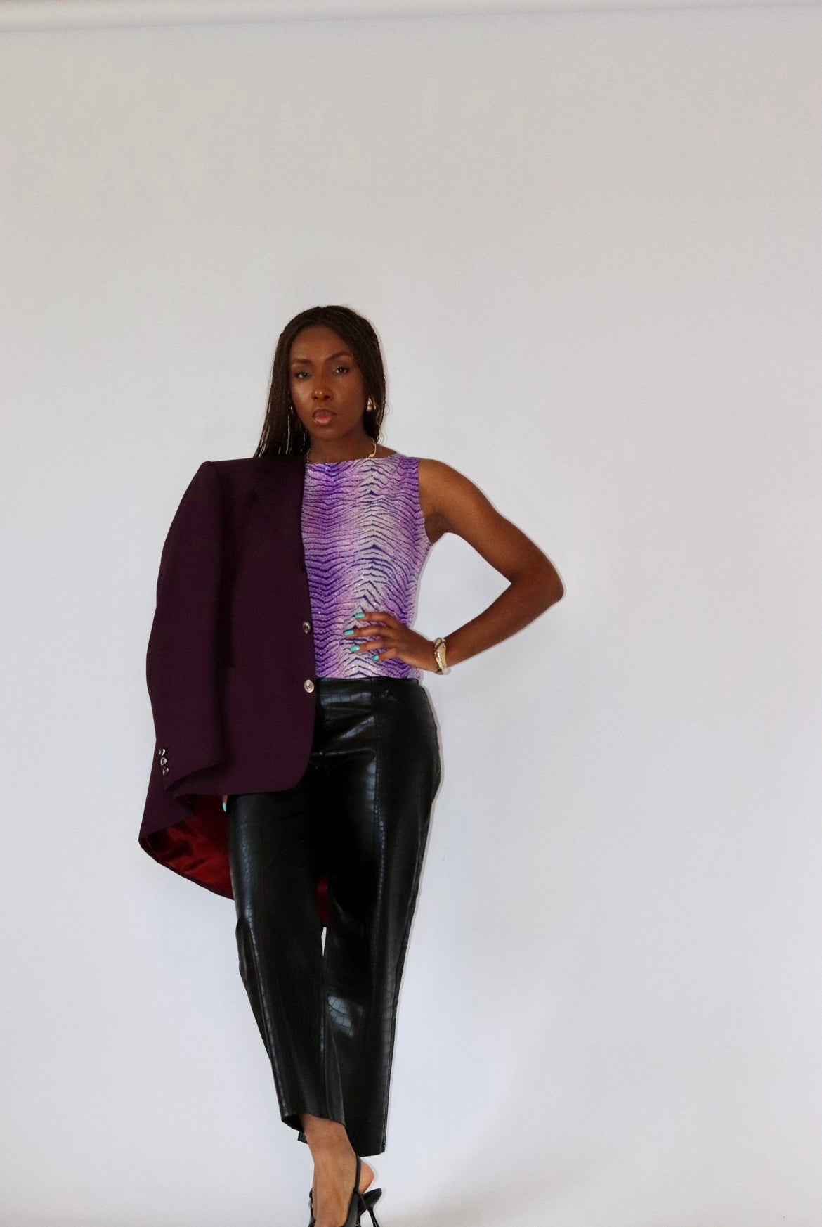 Top vintage à sequin lila