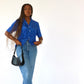 Chemise vintage bleu à pois