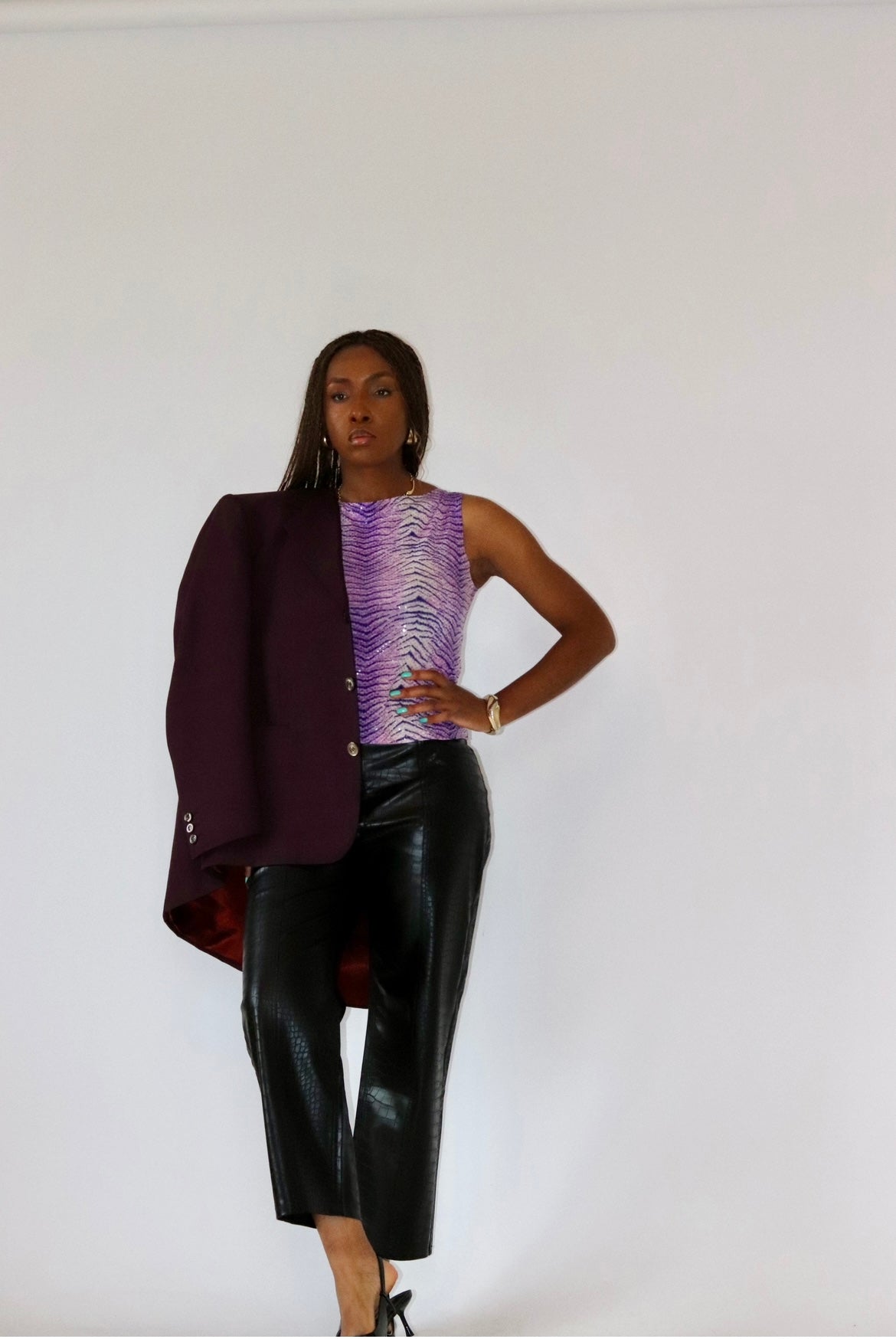 Top vintage à sequin lila