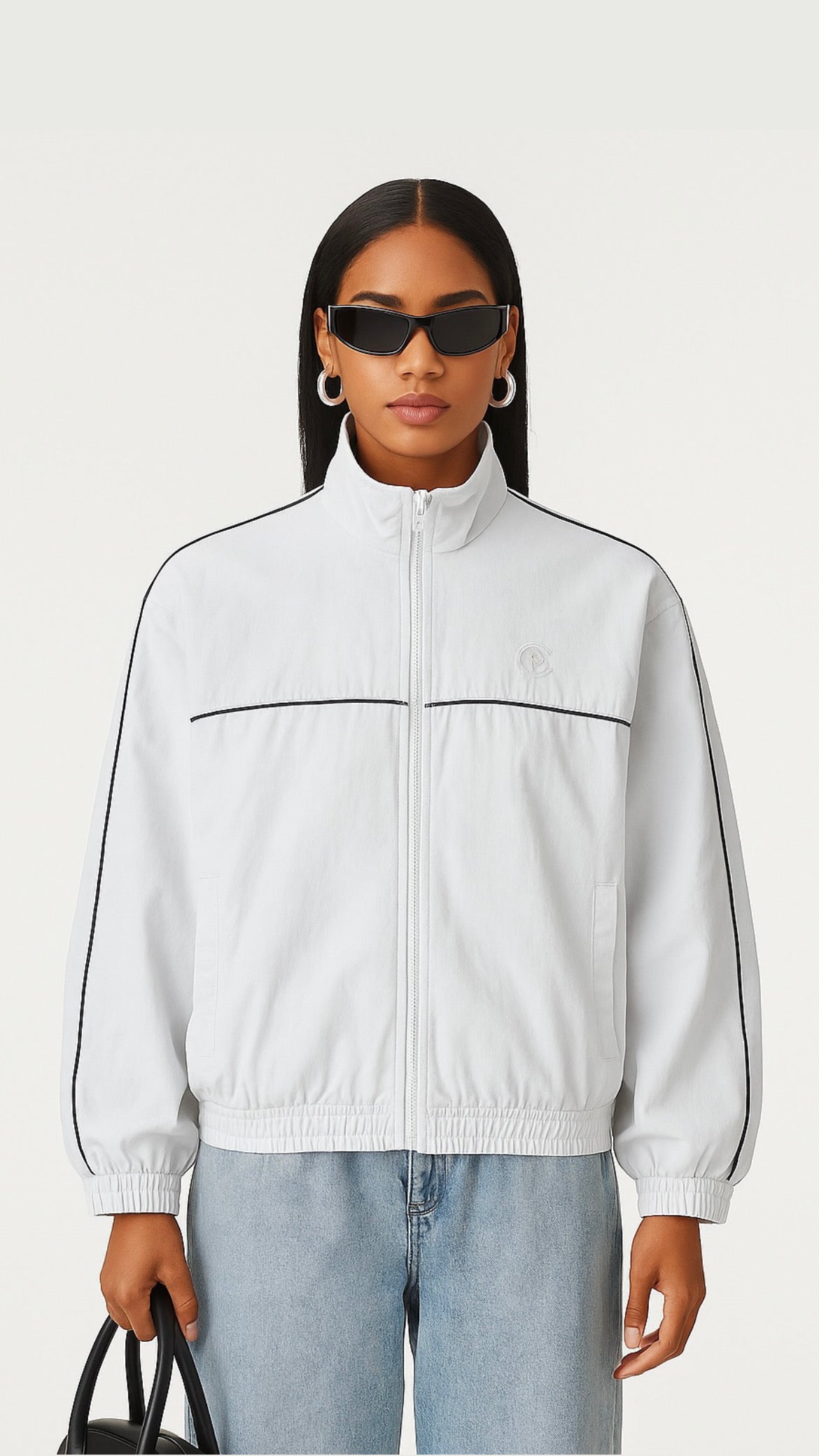 Gilet sportwear blanc oversize