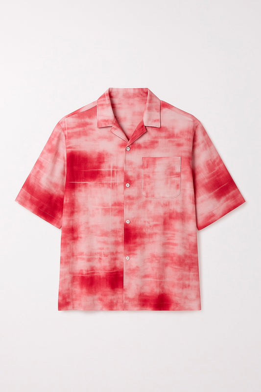 Chemise oversize vintage à motif rose et blanc