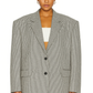 Blazer oversize vintage à petit carreaux noir et blanc