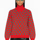 Pull col roulé vintage rose à pois