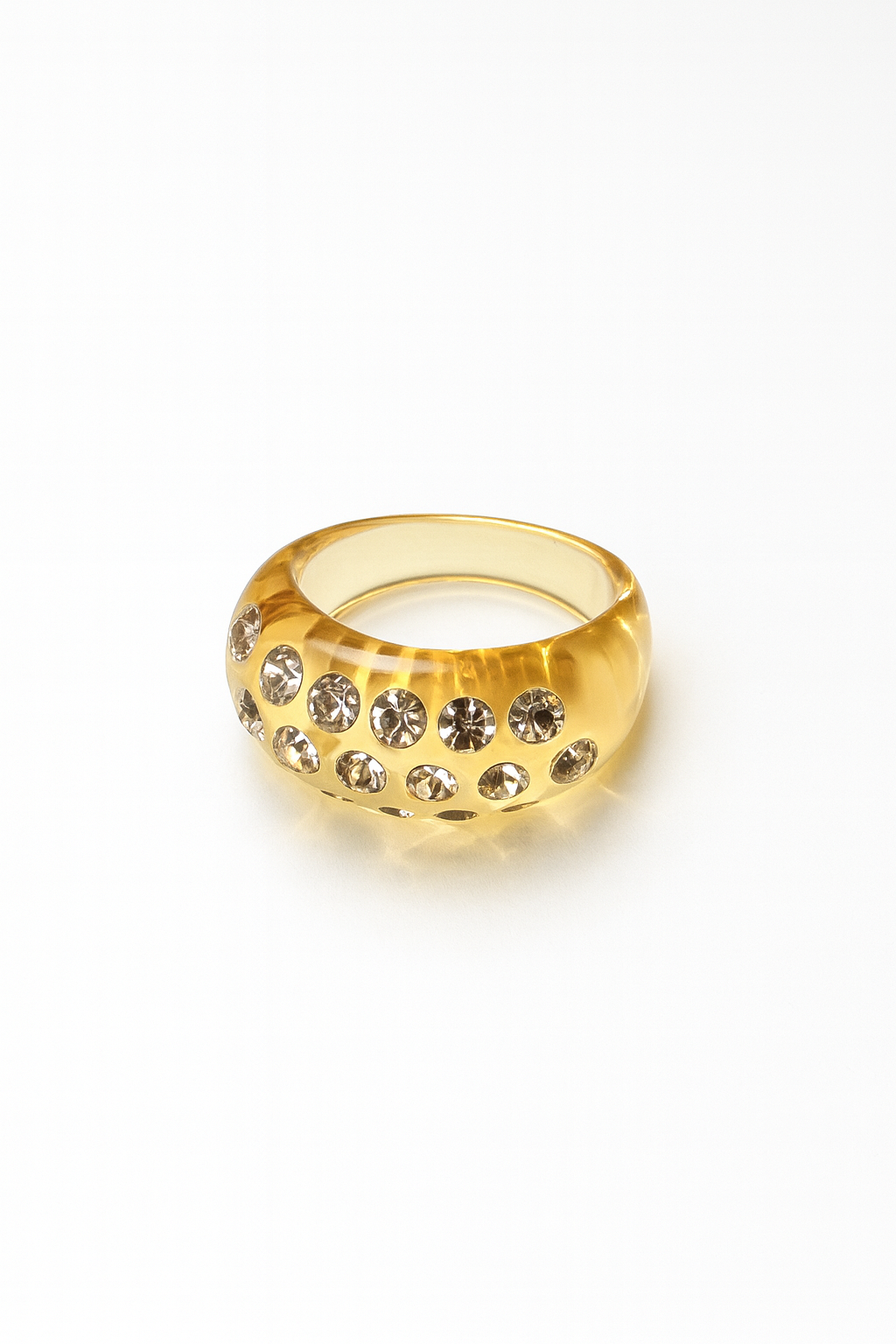 Bague vintage transparente doré à strass