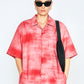 Chemise oversize vintage à motif rose et blanc