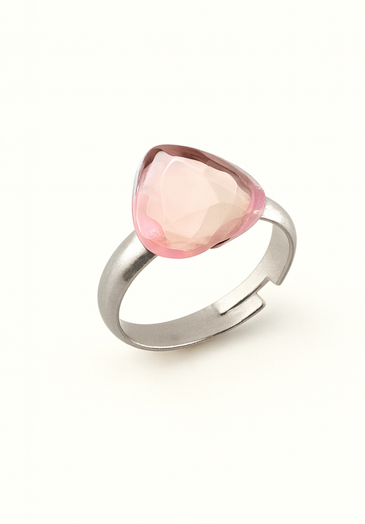 Bague vintage en cœur rose