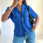 Chemise vintage bleu à pois