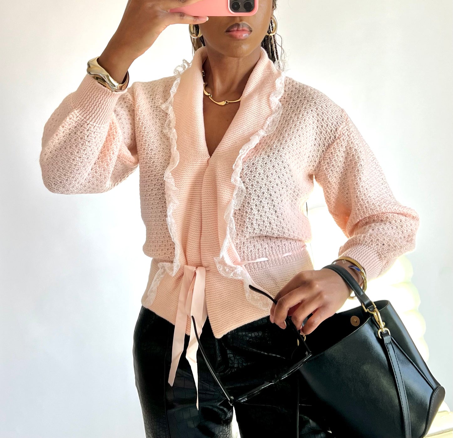 Gilet vintage rose pale