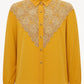 Chemise vintage brodée jaune moutarde
