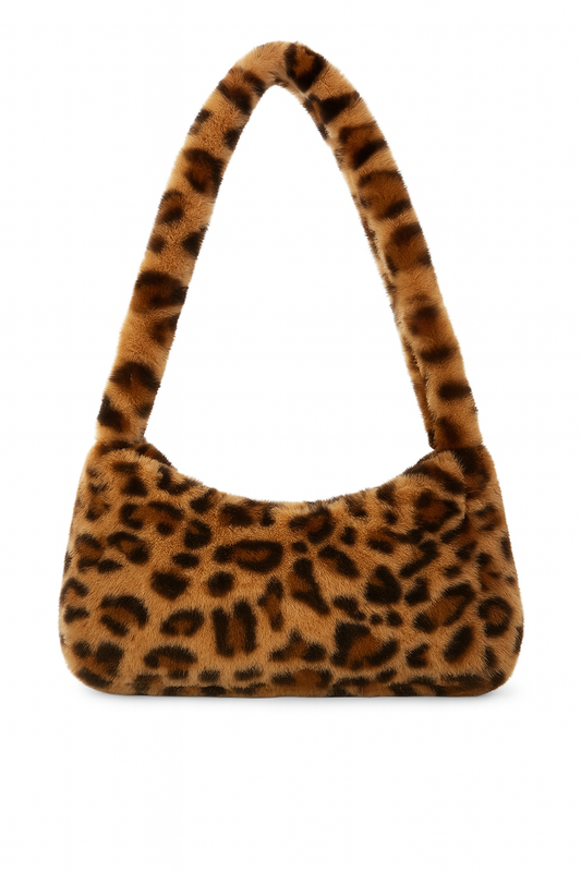 Sac à main en fourrure à motif léopard