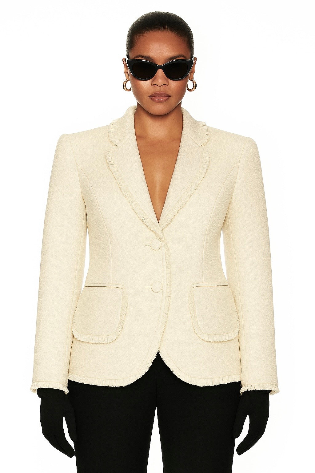 Blazer vintage blanc crème cintré