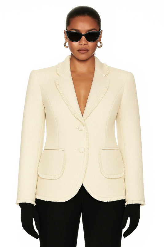 Blazer vintage blanc crème cintré
