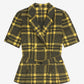 Chemise vintage croisée à pois et carreaux
