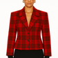 Blazer vintage cintré rouge à carreaux