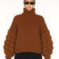 Pull col roulé oversize marron
