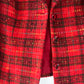 Blazer vintage cintré rouge à carreaux
