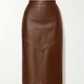 Jupe en cuir marron
