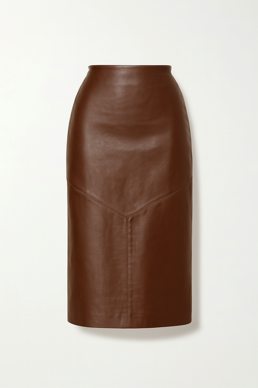 Jupe en cuir marron