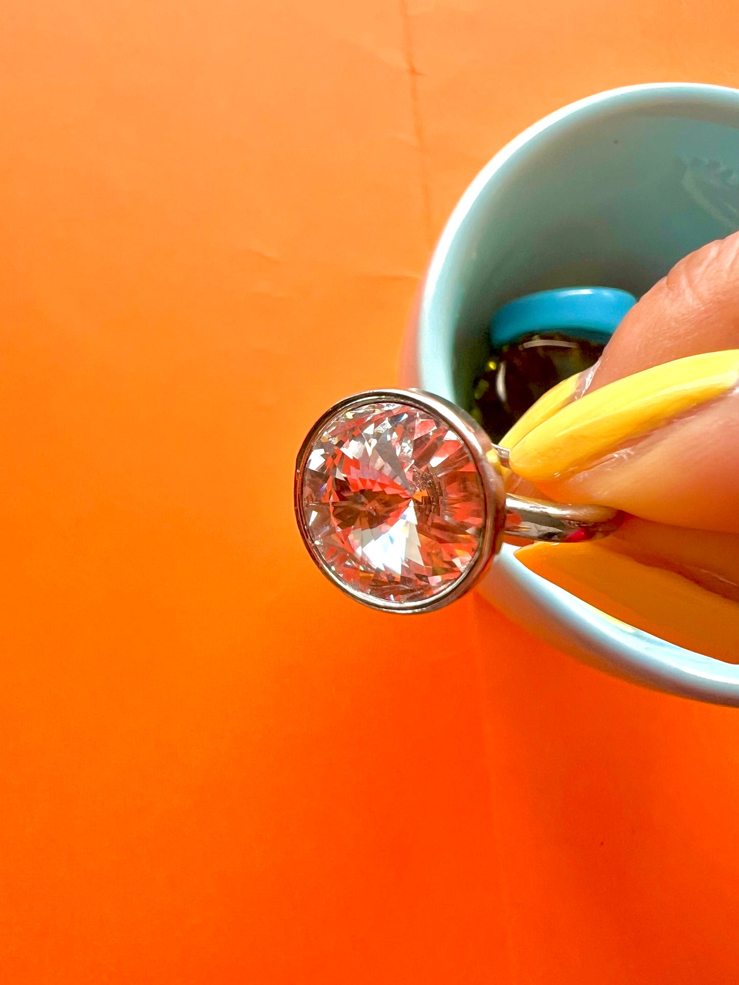 Bague vintage argenté à diamant rond