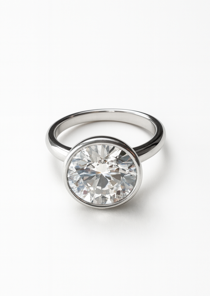 Bague vintage argenté à diamant rond