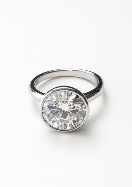 Bague vintage argenté à diamant rond