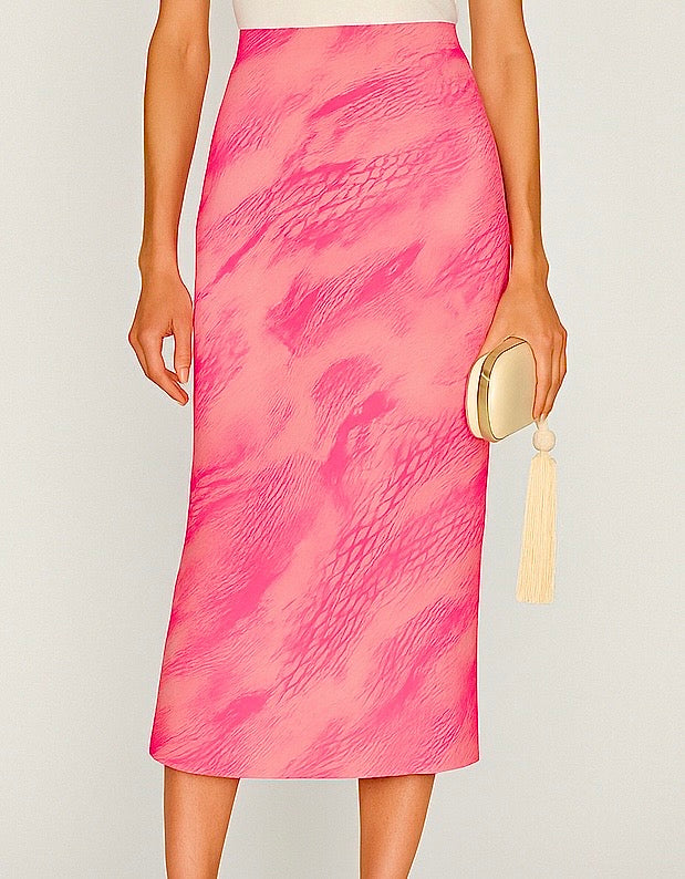 Jupe vintage rose à motif