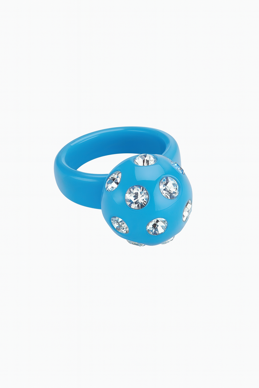 Bague vintage bleu clair ronde à strass