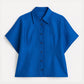 Chemise vintage bleu tissu irisée