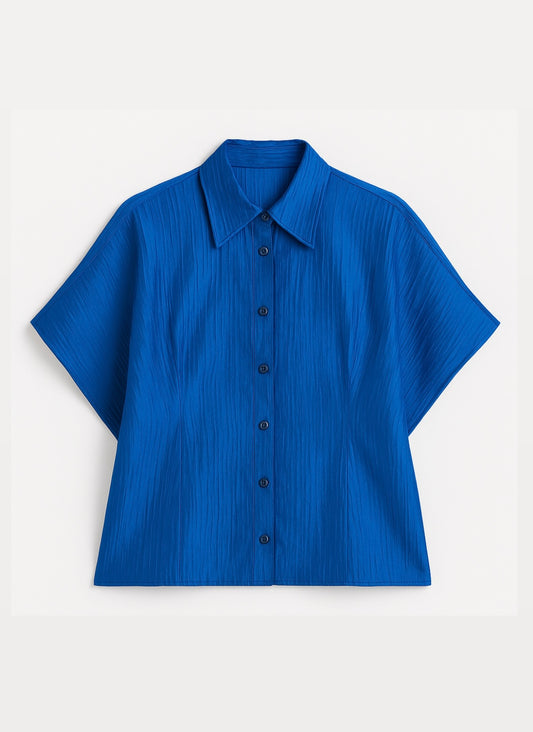 Chemise vintage bleu tissu irisée