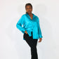 Chemise oversize bleu satinée