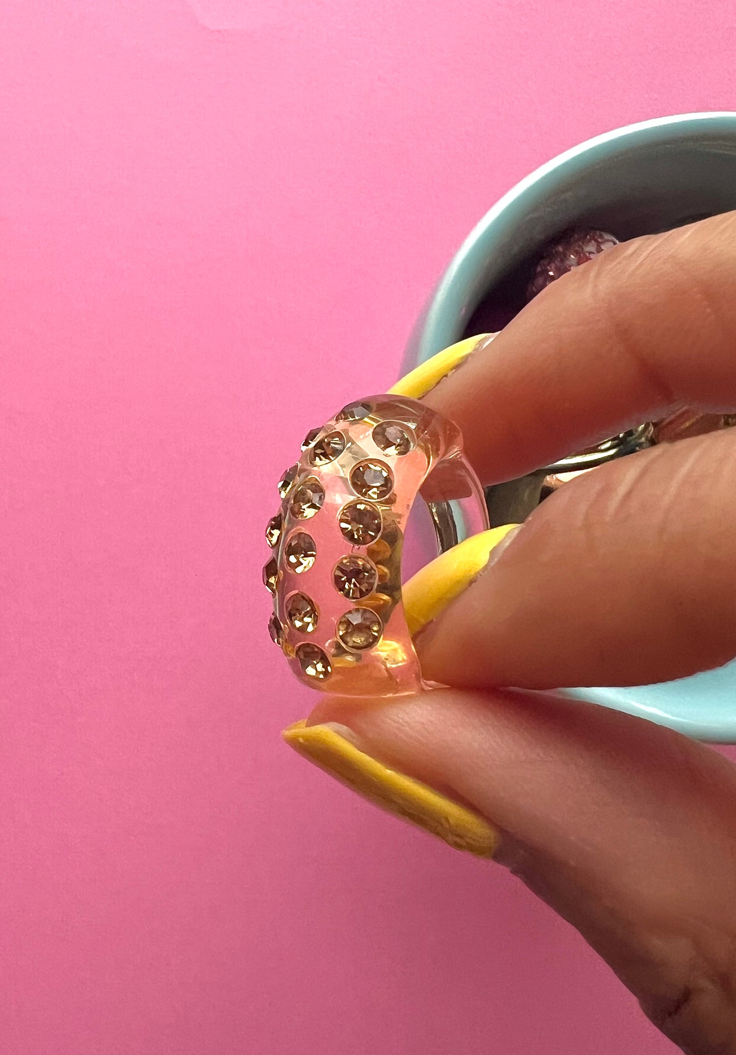 Bague vintage transparente doré à strass