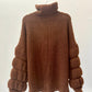 Pull col roulé oversize marron