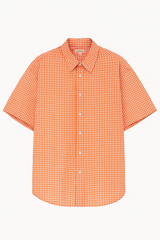 Chemise vintage oversize orange à carreau