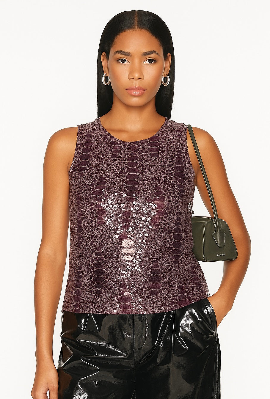 Top à sequin mauve