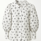 Chemise vintage blanche manche ballon à motif